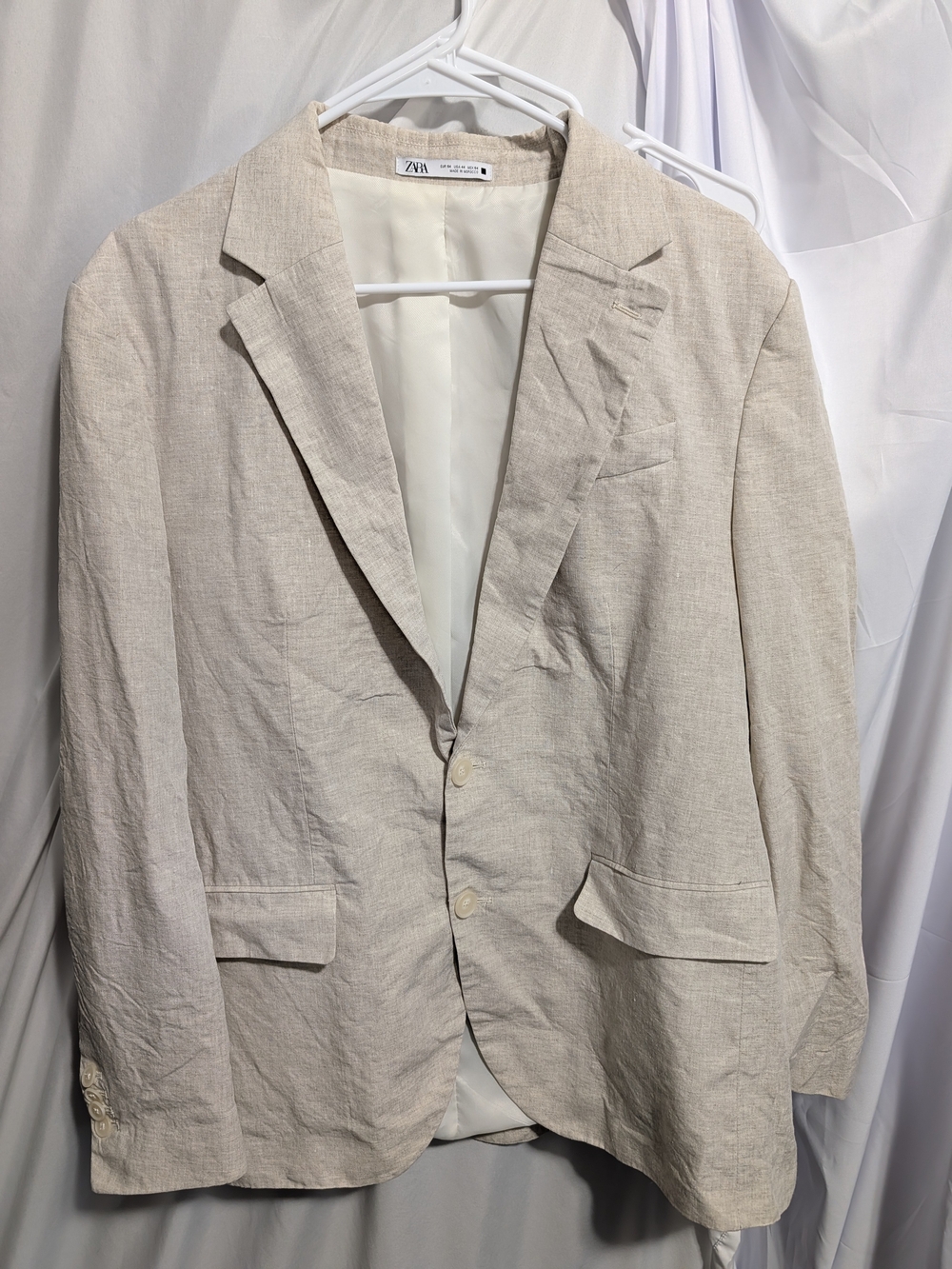 Zara Light Beige Linen Blend Sport Coat